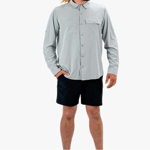 AFTCO Light Gray Casual Button Down Shirt